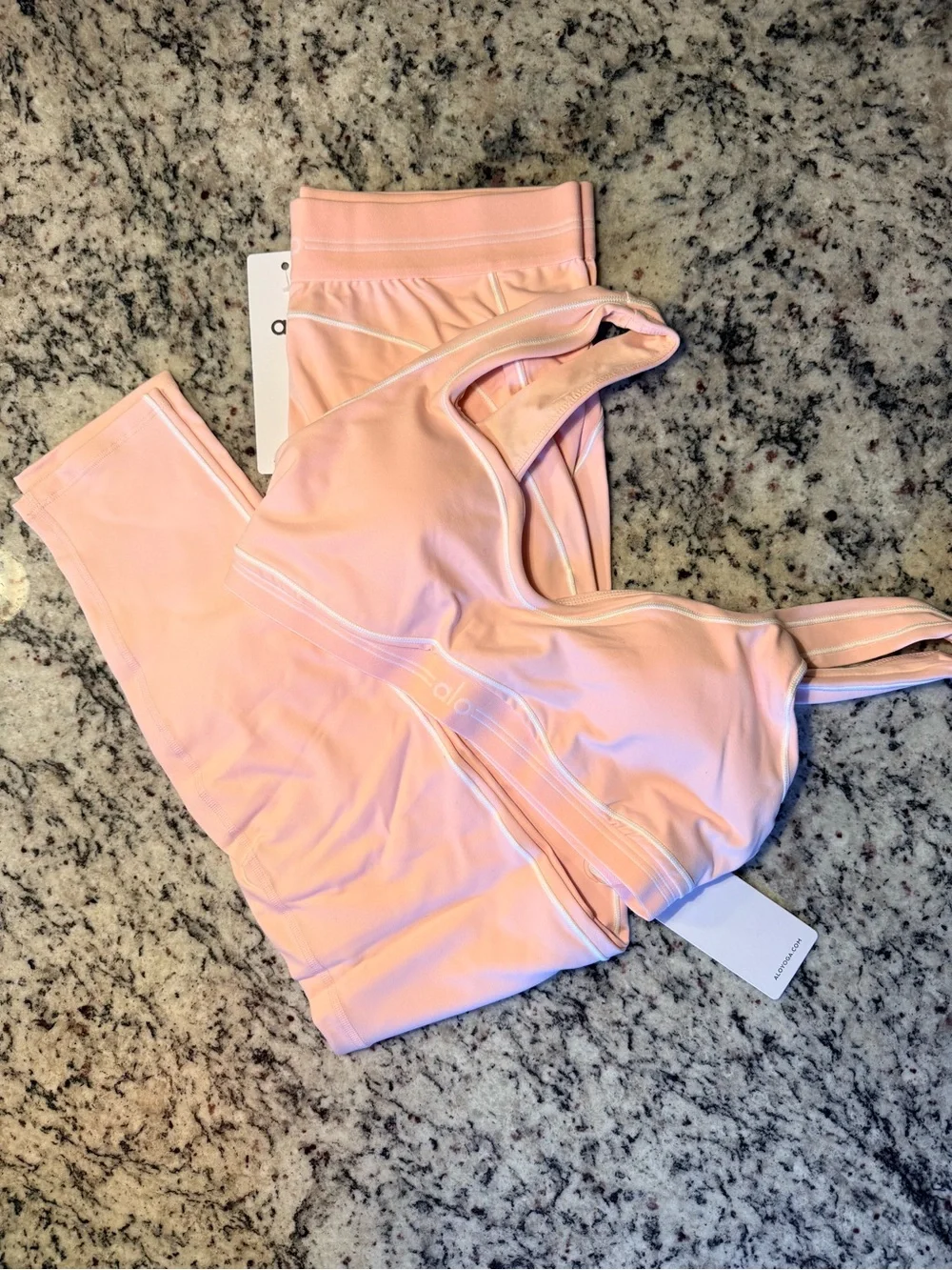 XL ALO Yoga Light Pink Leggings and Sports Bra Set